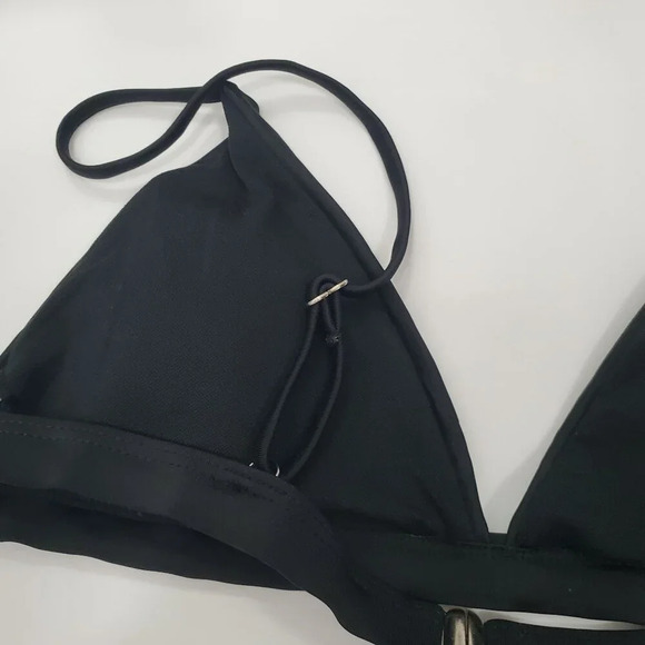 Unbranded Women's Black Basic Triangle Cup Hook Back Adjustable Bikini Top Sz S - Picture 2 of 4